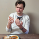 Image for article titled Napkinless Man With Grease-Covered Fingers Realizes He Trapped In A Prison Of His Own Creation